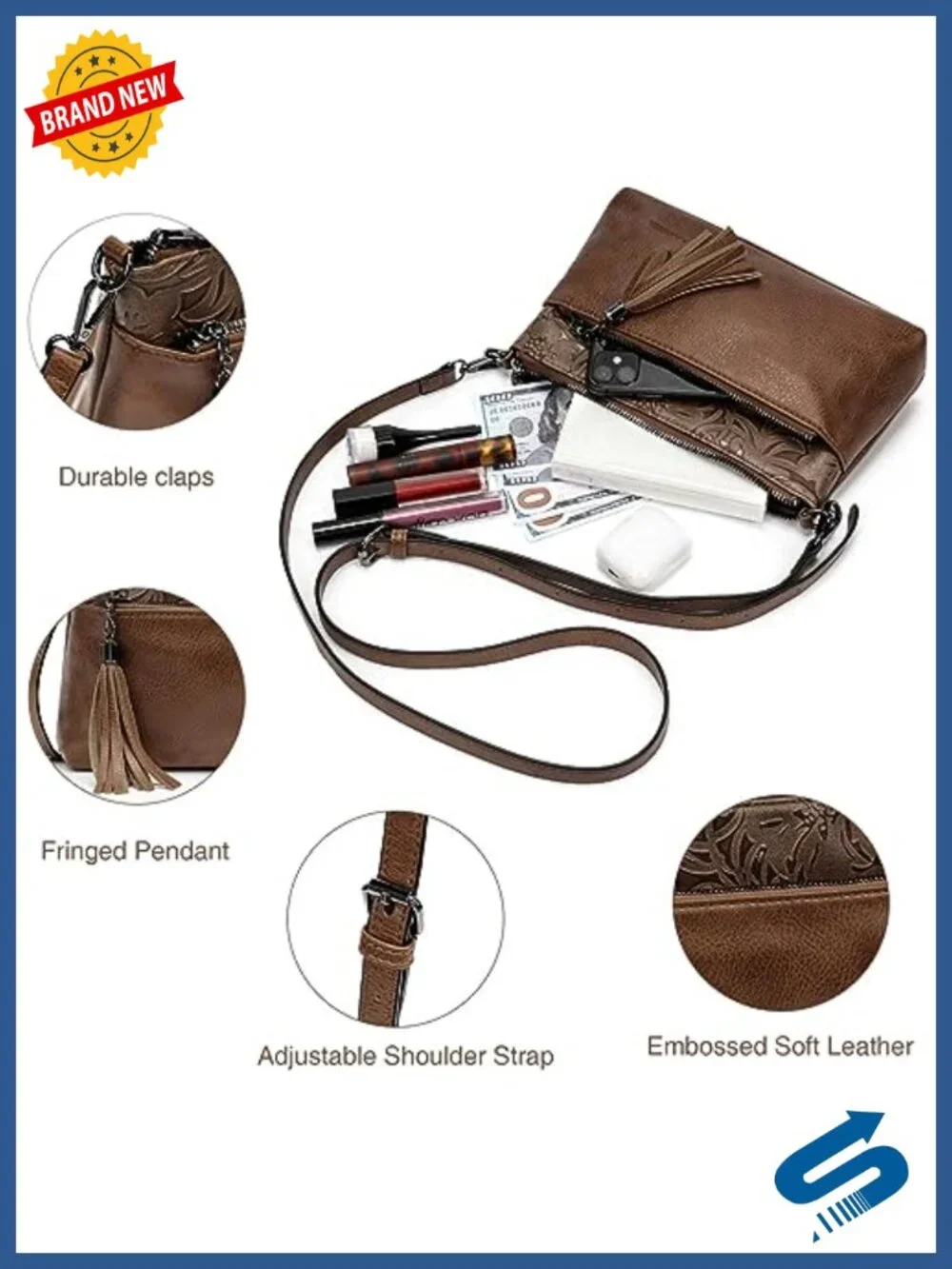 Western Concho Embossed Vegan Leather Crossbody Purse